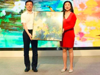 동방 모네정계 금호 채부곡 연꽃 예술 작품이 연꽃탕 관광지에서 전개되다